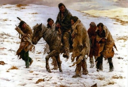 indians - indians, winter, spirit