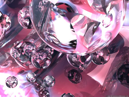 Pink 3D Abstract - globe, abstract, square, ball, pink