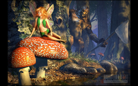 The Collector - mushrooms, woods, net, creature, fairy, capture, faerie