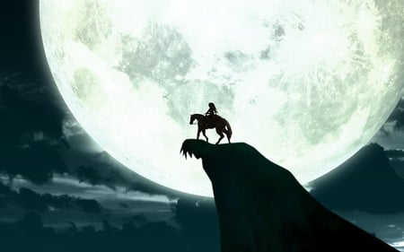 Link shadowed by the moon - link, moon, eponia, zelda