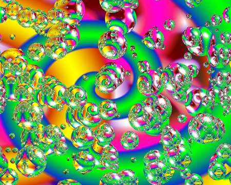 Neon Reflections - fractal, abstract, neon colors, 3d, mind teasers, bubbles