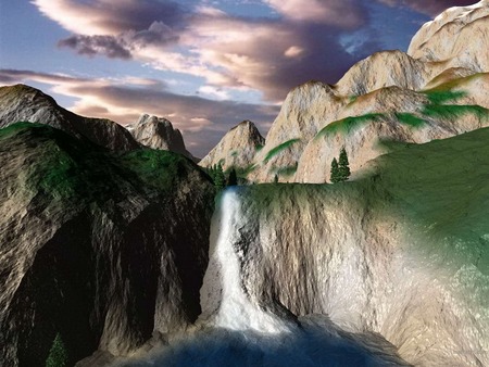 Paradis Place - nature, waterffal, abstract, art, mountain, 3d