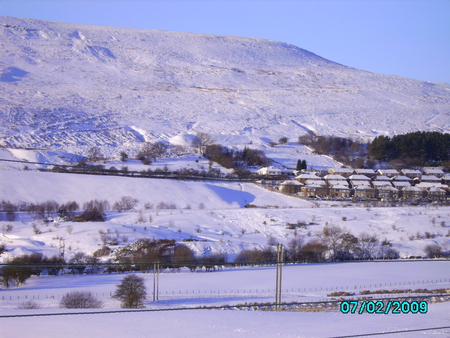 abertysswg view - countryside, abertysswg, mountain, snow