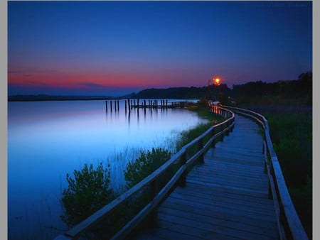 Lake Path - path, picture, lake, at night, cool