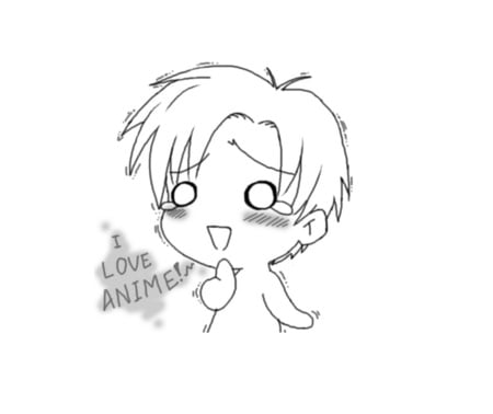 I love anime - white, anime, funny, colorless