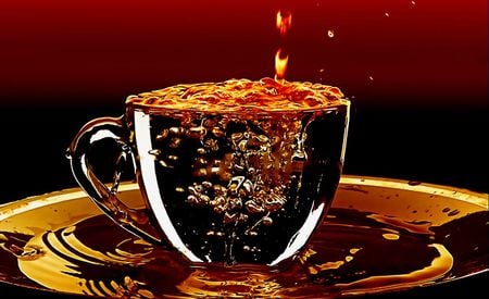 cup - abstract, yellow, hot, orange, black, white, red, golden, cup