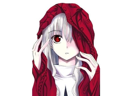 Little Red Riding Hood - white, pale, red, anime, cute