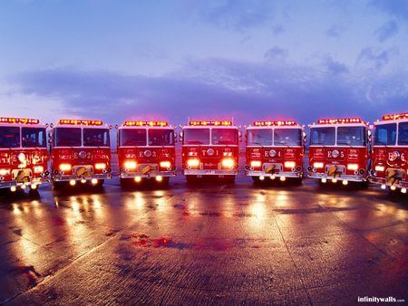 convention - wet, trucks, lights, fire