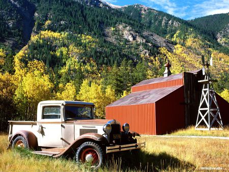 Farm - windmill, red, barn, truck