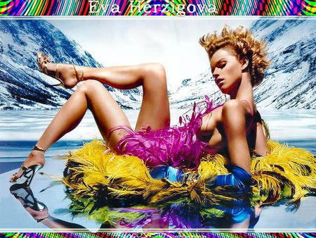 COLORFUL  EVA  HERZIGOVA - color, sexy, girl, mountain