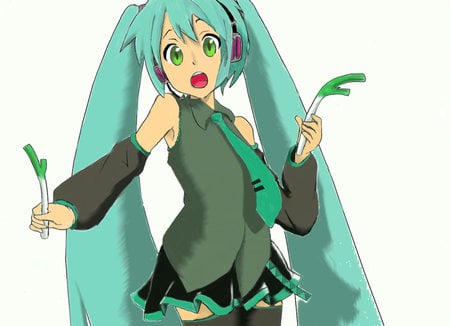 Hatsune Miku - aqua, hot, headset, thighhighs, music, anime girl, leek, cool, aqua eyes, hatsune miku, skirt, sexy, song, original, vocaloids, program, vocaloid, beautiful, diva, beauty, nice, twintail, singer, aqua hair, black, virtual, pretty, idol, green, anime, miku, cute, girl, hatsune, microphone, headphones, negi, blue, tie, awesome, gray