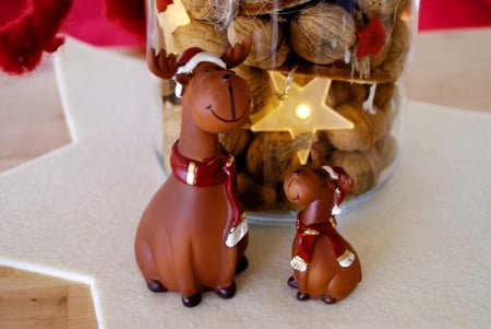 Christmas - glass pot, decoration, cookies, deer figures, beautiful, nuts