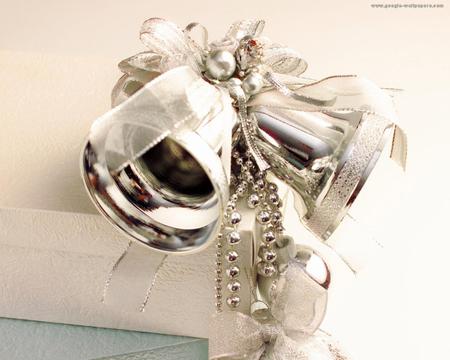 Christmas Bell - silver decorated, christmas bells, beautiful, two