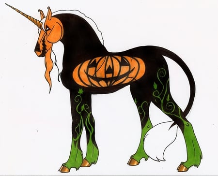 Halloween-Unicorn - fantasy, halloween, unicorn, pumpkin, horse, other