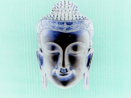 gently smiling Buddha negative pattern - negative pattern, smiling, blue, buddha