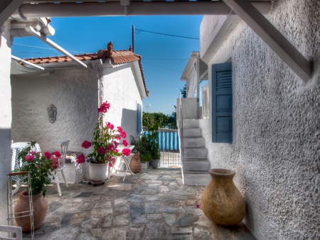 lakka Greece - island, flowers, house, greece, lakka