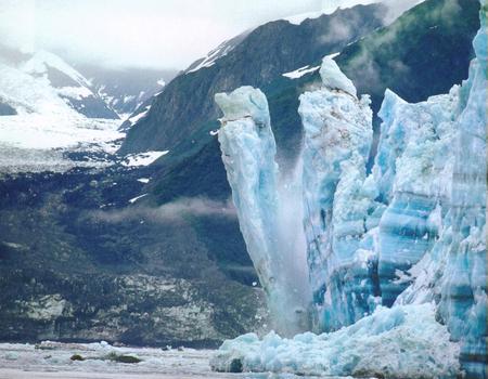 Ice Breaking Off - ice, blue green, white, breaking, cold, mountains