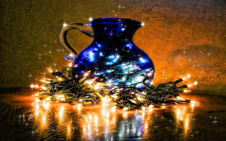 Christmas Joy - decoration, merry christmas, celebration, reflection, lighting, jug