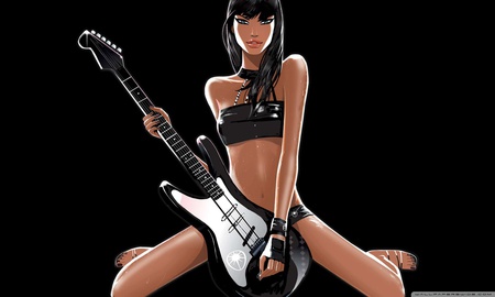 rock me baby - sexy, hot, guitar, babe