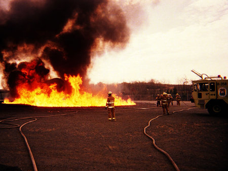 firefight 1 - man, hose, fire, hot