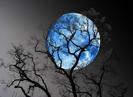 Blue Moon - moon, picture, blue, beautiful, cool