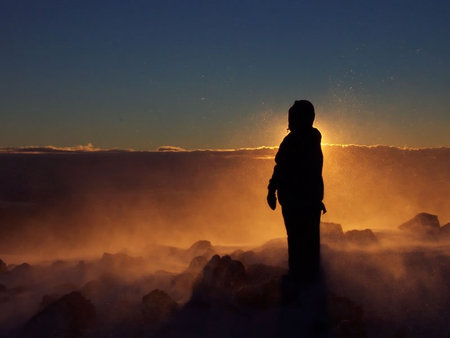 I can see for miles - person, shadow, top, mist