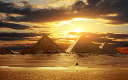 Pyramids - sunshine, pyramids, nature, desert