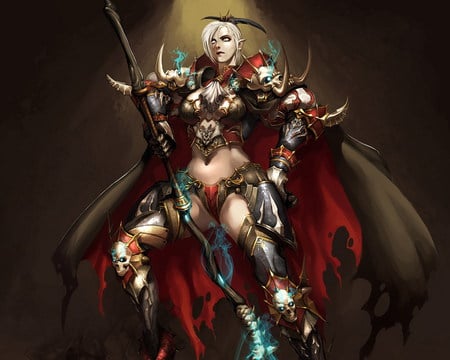 Warrior Women - cape, skulls, warrior, magic