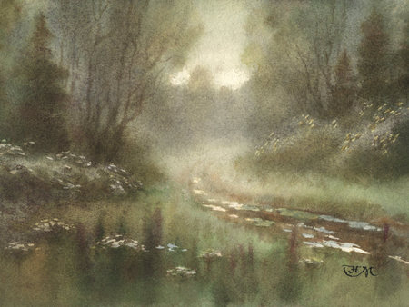 Wet way - painting, nature, landscape, art