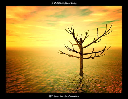 If christmas never come - sky, water, yellow, tree, sunrise