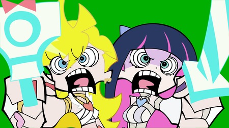 Panty and Stocking - gun, fearless, sword, blonde hair, long hair, rage, anger, bow, panty, hair ribbon, stocking