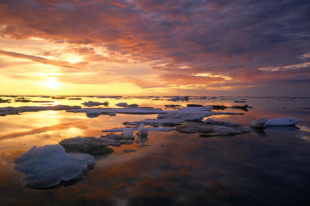 Ice Floating in Fire - clouds, ice, floating, yellow, refelction, orange, sky