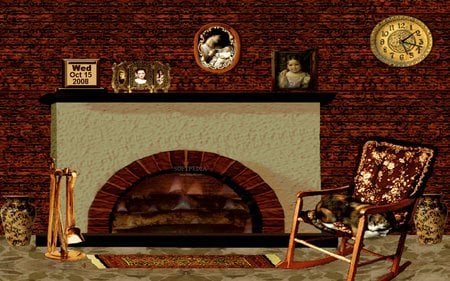 Cozy Winter Fireplace - chear, fireplace, fire, beautiful, photography, clock, cat, living room