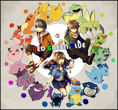 pokemon - blue, pokemon, red, green, color