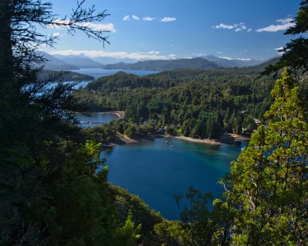 Villa la Angostura - trees, water, scenic, forest, argentina, homes, patagonia, tourist, lake, mountains