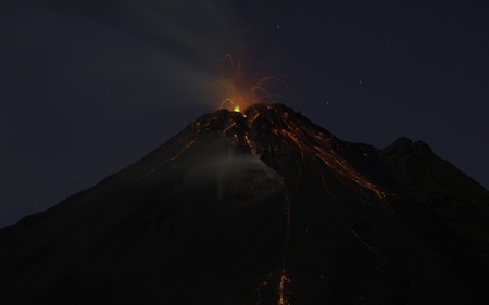 Eruption - volcano, nature, time beautiful, eruption, night, forces of