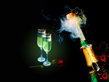 Celebrate Your Life - celebration, glasses, champagne, cork popping, drinks