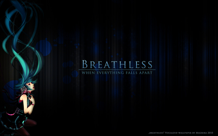 Breathless - aqua, hot, headset, thighhighs, music, anime girl, white, cool, aqua eyes, hatsune miku, skirt, sexy, title, song, vocaloids, program, vocaloid, beautiful, pink, diva, dress, nice, beauty, twintail, singer, aqua hair, black, virtual, pretty, idol, anime, miku, cute, girl, hatsune, microphone, headphones, blue, awesome