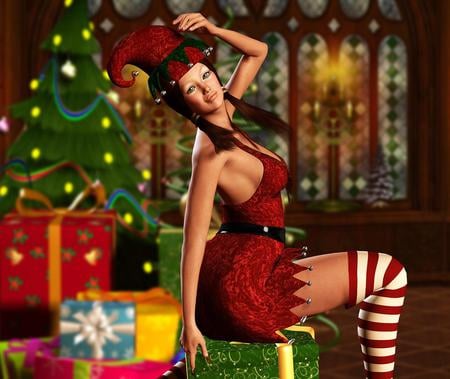 Meery Christmas - 3d, merry, woman, christmas