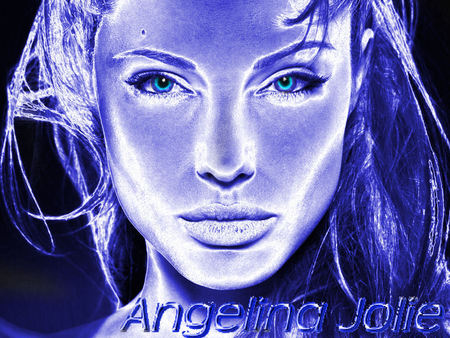 Blue Angelina - face, angelina, lips, blue, eyes