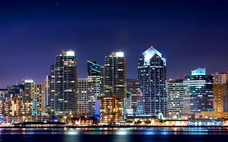 San Diego - usa, lights, san diego, skyscrapers, city, night, architecture, buildings