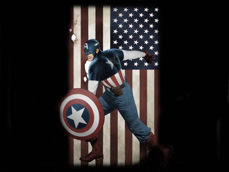 Captain America - captain, fantasy, comic, flag, america