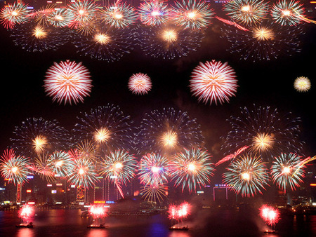 New year fireworks - holiday, new year, fireworks, citty