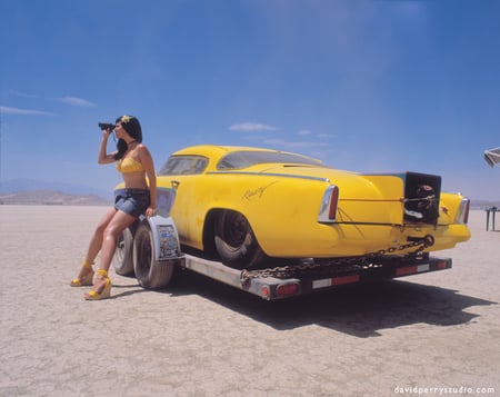 Trailered - sand, model, babe, hot rod