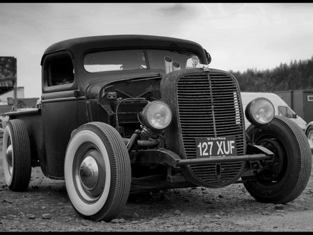 Ford - truck, bw, ford, rod