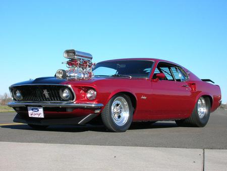 Mustang - mustang, engine, red, blown, ford