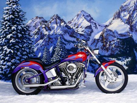 Bike - red, bike, motorcycle, snow