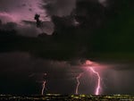 lightning over city