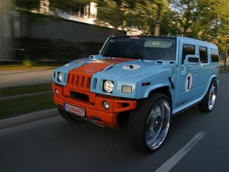 Hummer - truck, hummer, blue, red