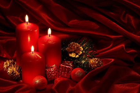 Red candles - new year, candles, photography, ball, lovely, garland, christmas, balls, holidays, red, decorations, cute